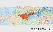 Political Shades Panoramic Map of Probistip, lighten
