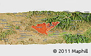 Political Shades Panoramic Map of Probistip, satellite outside