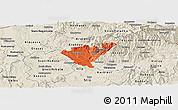 Political Shades Panoramic Map of Probistip, shaded relief outside