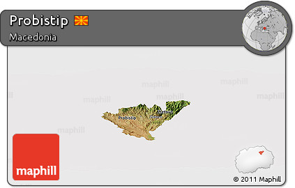 Satellite Panoramic Map of Probistip, cropped outside
