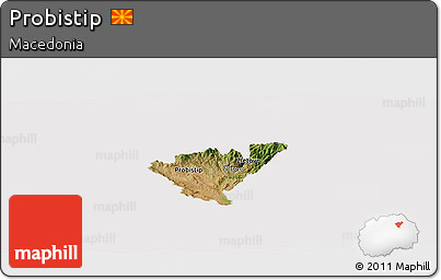 Satellite Panoramic Map of Probistip, cropped outside