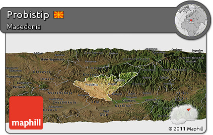 Satellite Panoramic Map of Probistip, darken