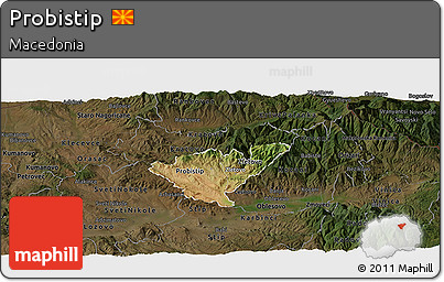 Satellite Panoramic Map of Probistip, darken
