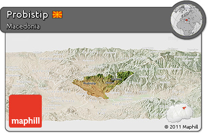Satellite Panoramic Map of Probistip, lighten