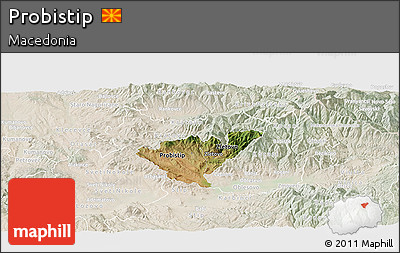 Satellite Panoramic Map of Probistip, lighten