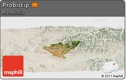 Satellite Panoramic Map of Probistip, lighten