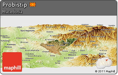 Satellite Panoramic Map of Probistip, physical outside