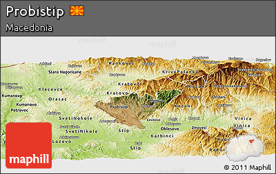Satellite Panoramic Map of Probistip, physical outside