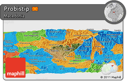 Satellite Panoramic Map of Probistip, political outside