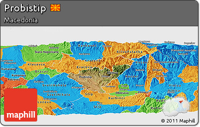 Satellite Panoramic Map of Probistip, political outside