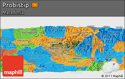 Satellite Panoramic Map of Probistip, political outside