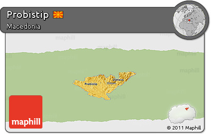 Savanna Style Panoramic Map of Probistip, single color outside