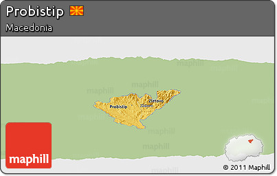 Savanna Style Panoramic Map of Probistip, single color outside