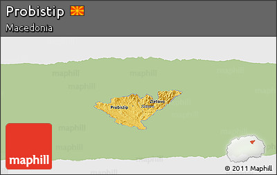 Savanna Style Panoramic Map of Probistip, single color outside
