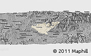 Shaded Relief Panoramic Map of Probistip, darken, desaturated