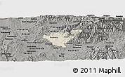 Shaded Relief Panoramic Map of Probistip, darken, semi-desaturated