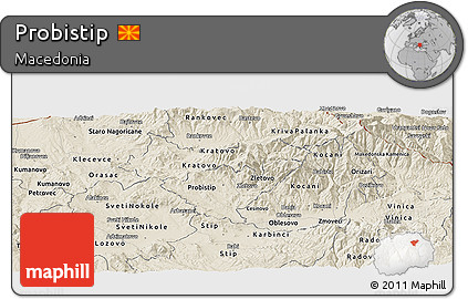 Shaded Relief Panoramic Map of Probistip