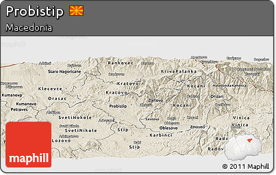 Shaded Relief Panoramic Map of Probistip