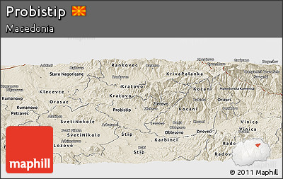 Shaded Relief Panoramic Map of Probistip