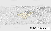 Shaded Relief Panoramic Map of Probistip, lighten, desaturated