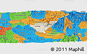 Shaded Relief Panoramic Map of Probistip, political outside