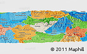 Shaded Relief Panoramic Map of Probistip, political shades outside