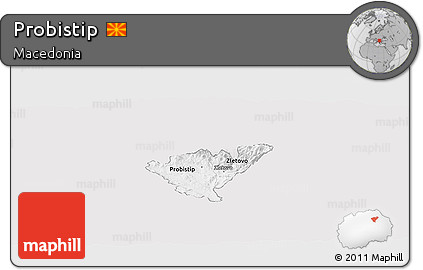 Silver Style Panoramic Map of Probistip, single color outside