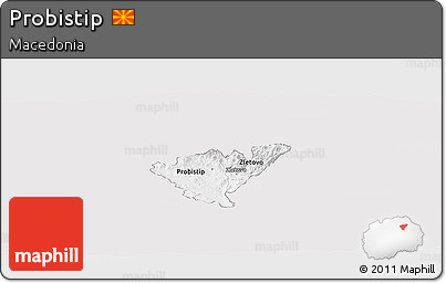 Silver Style Panoramic Map of Probistip, single color outside