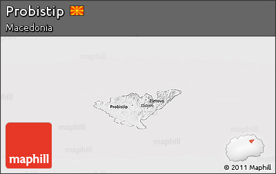 Silver Style Panoramic Map of Probistip, single color outside