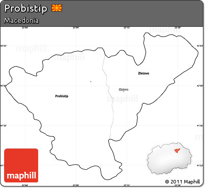 Blank Simple Map of Probistip, cropped outside