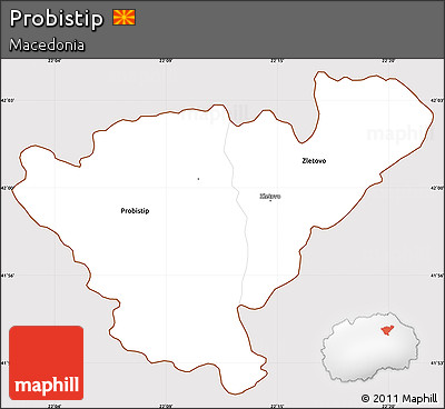 Classic Style Simple Map of Probistip, cropped outside