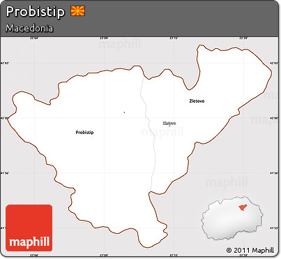 Classic Style Simple Map of Probistip, cropped outside