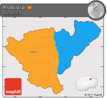 Political Simple Map of Probistip, cropped outside