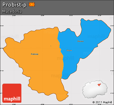 Political Simple Map of Probistip, cropped outside