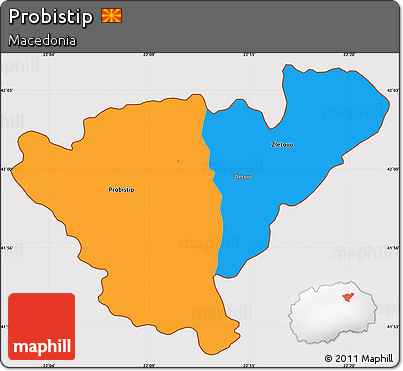 Political Simple Map of Probistip, cropped outside