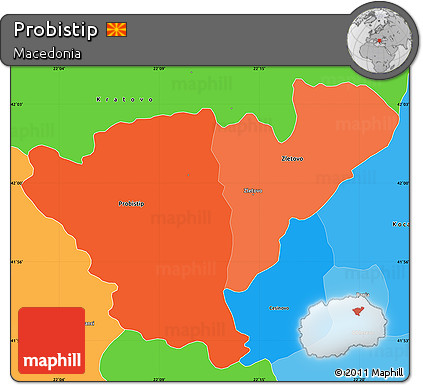 Political Shades Simple Map of Probistip