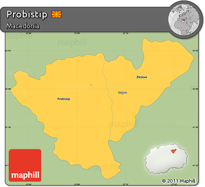 Savanna Style Simple Map of Probistip, single color outside