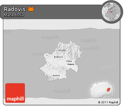 Gray 3D Map of Radovis, single color outside