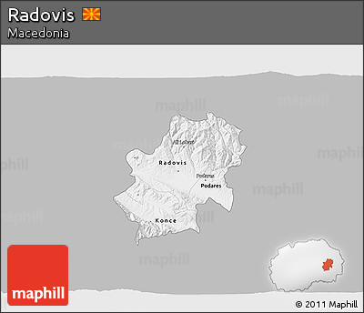 Gray 3D Map of Radovis, single color outside