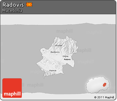 Gray 3D Map of Radovis, single color outside