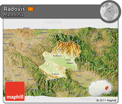 Physical 3D Map of Radovis, satellite outside