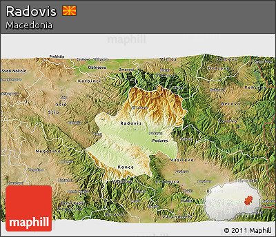 Physical 3D Map of Radovis, satellite outside