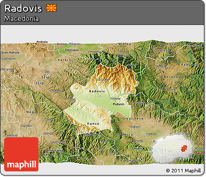 Physical 3D Map of Radovis, satellite outside