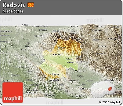 Physical 3D Map of Radovis, semi-desaturated