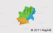 Political 3D Map of Radovis, cropped outside