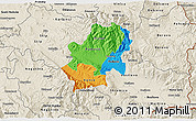 Political 3D Map of Radovis, shaded relief outside
