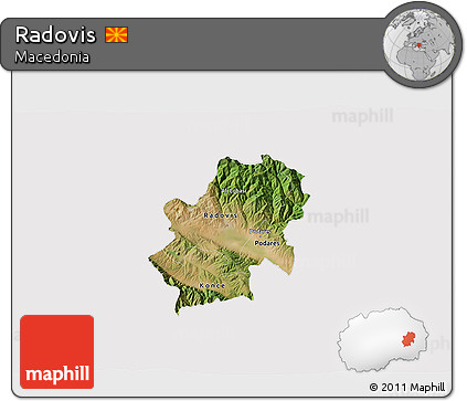 Satellite 3D Map of Radovis, cropped outside