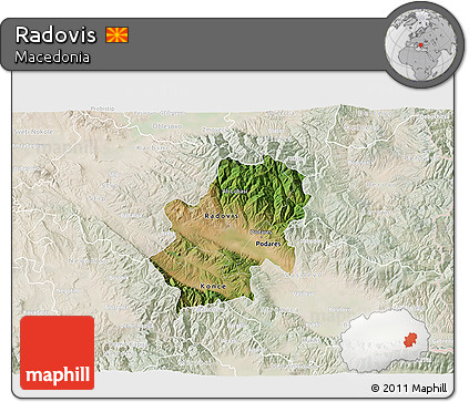 Satellite 3D Map of Radovis, lighten