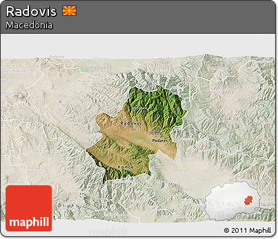 Satellite 3D Map of Radovis, lighten