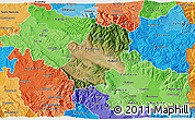 Satellite 3D Map of Radovis, political shades outside